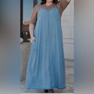 Tea and Rose 2XL Blue Denim Maxi Dress